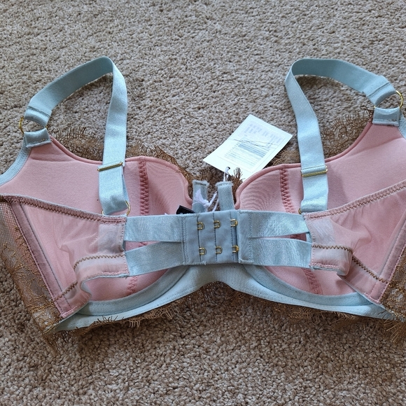 NWT Dora Larsen Celi Half Pad Underwire Bra Adjustable Khaki/Blue Size 34DD - Picture 7 of 7